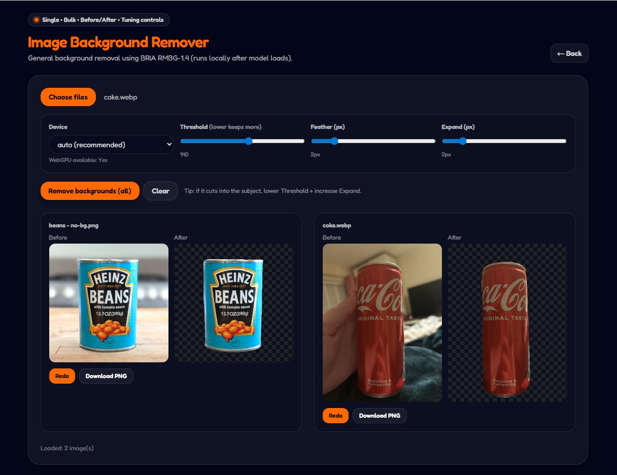 Background remover before and after examples